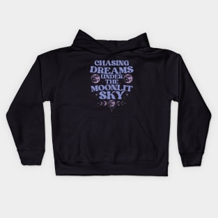 Chasing dreams under the moonlit sky Kids Hoodie